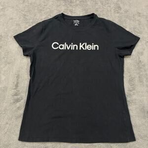 Calvin Klein Performance Black Classic Logo Short Sleeve T-Shirt Women's Size L